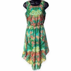 Acclaimed Women 4 Dress Floral Sleeveless Tropical Print Open Back Sheer Lined